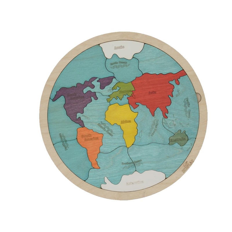 7 Continents & 5 Oceans Of The Earth Wooden Jigsaw Puzzle For Kids | 21 Puzzle Pieces | Learning & Educational Toy Gift For Boys & Girls Ages 3 Years And Above