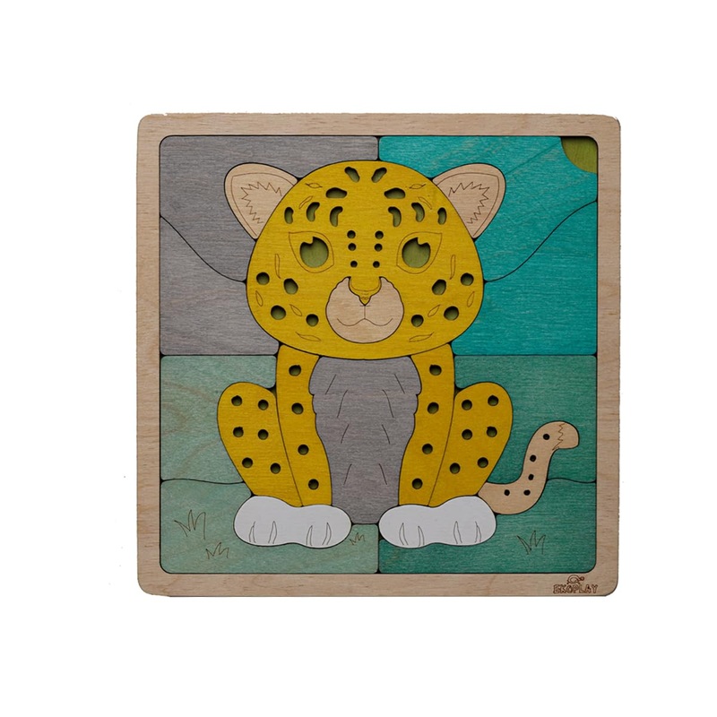 Amur Leopard Wooden Puzzle | 20 Pieces Jigsaw Puzzle | Endangered Animals For Kids 3 Years And Above