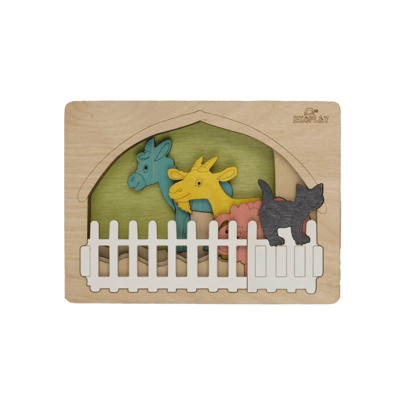 Farm Animals Multilayered Wooden Puzzles For Kids | 6 Piece Jigsaw Puzzle For Preschool Kids | Learning Educational Toys Gifts For Boys Girls 3+ Years