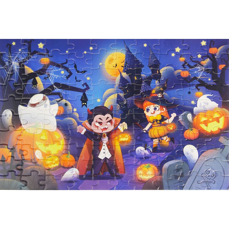 Halloween Puzzle, 100 Piece Puzzles For Kids Ages 4-8, 8-10 Halloween Jigsaw Puzzles Decoration For Birthday Party Family Game Favor Supplies