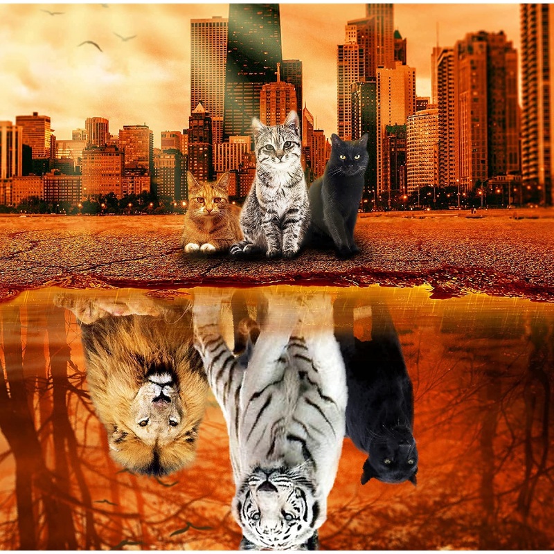 Jigsaw Puzzles 1000 Pieces Puzzles For Adults, Cat Tiger Puzzle Animal Adult Toys, 27X20 Unique Difficult And Challenge Large Puzzle Game Toys Gift