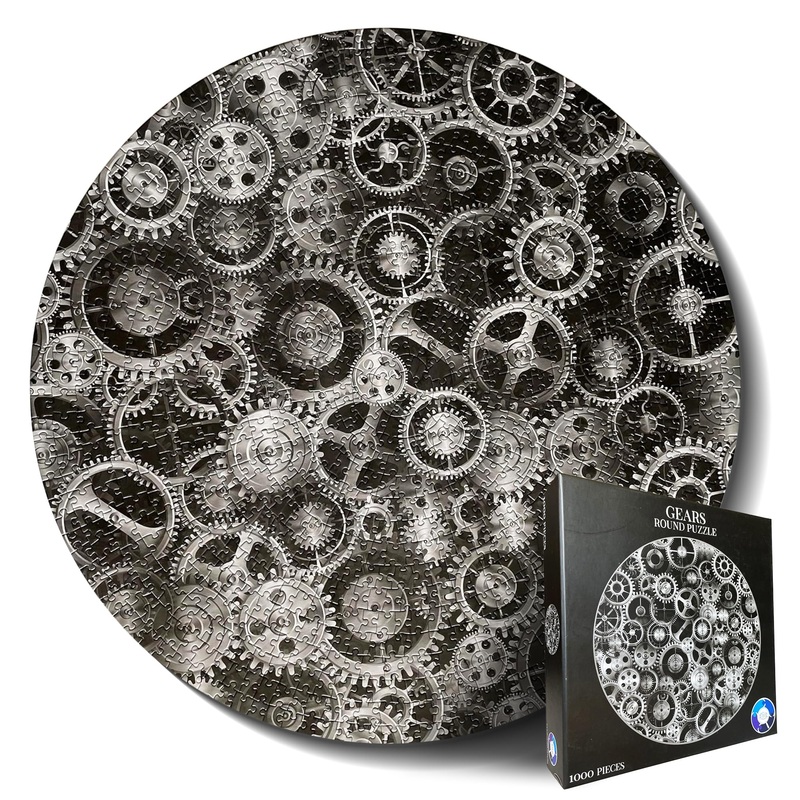 Jigsaw Puzzles For Adults 1000 Pieces Hard Puzzles For Adults And Kids - Unique Round Puzzle - Difficult Near Impossible Black And White Puzzles Fun Gear Puzzle By Spyglass Puzzles