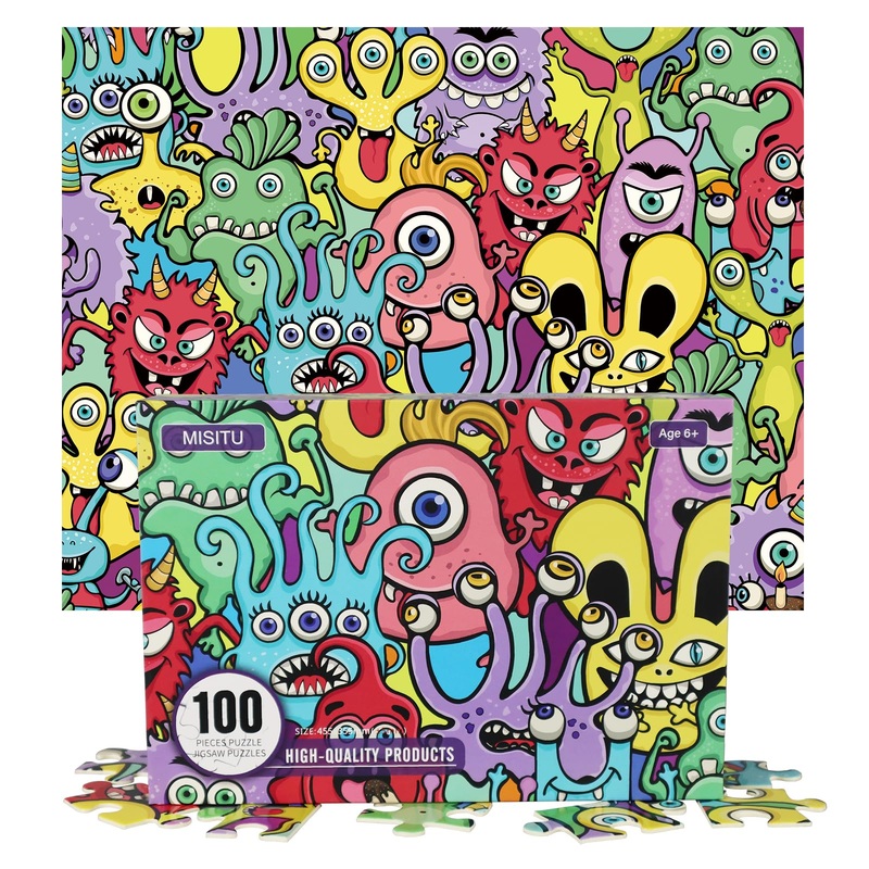 Misitu Jigsaw Puzzles 100 Pieces For Puzzle Beginners - Monsters - Large Piece Puzzles For Puzzle Beginner Adults And Children Family Game On Christmas