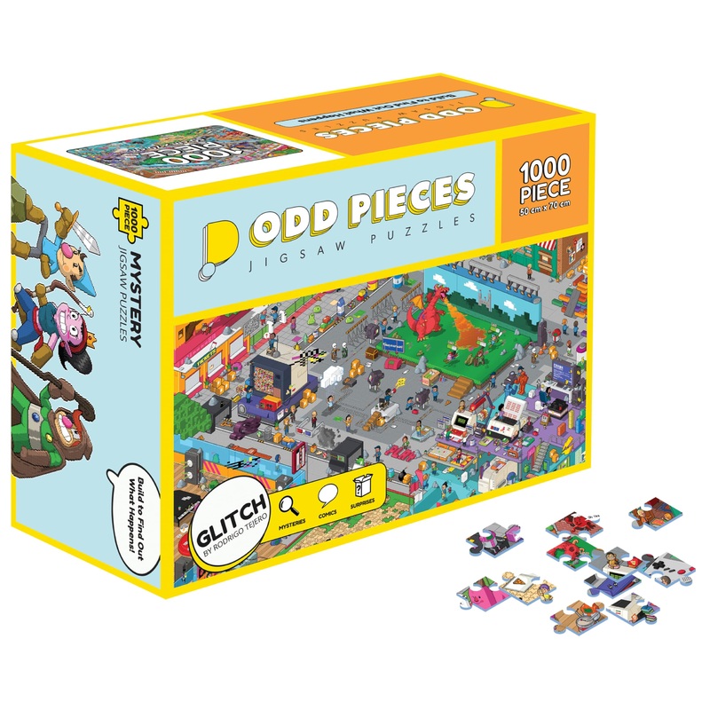 Odd Pieces Mystery Jigsaw Puzzle-Glitch-1,000 Pcs Mystery Puzzle With Storytelling Comics, Secret Ending-1000 Piece Puzzle For Adults & Kids 19.7'' X 27.6'' Frameable Magic Puzzle Art