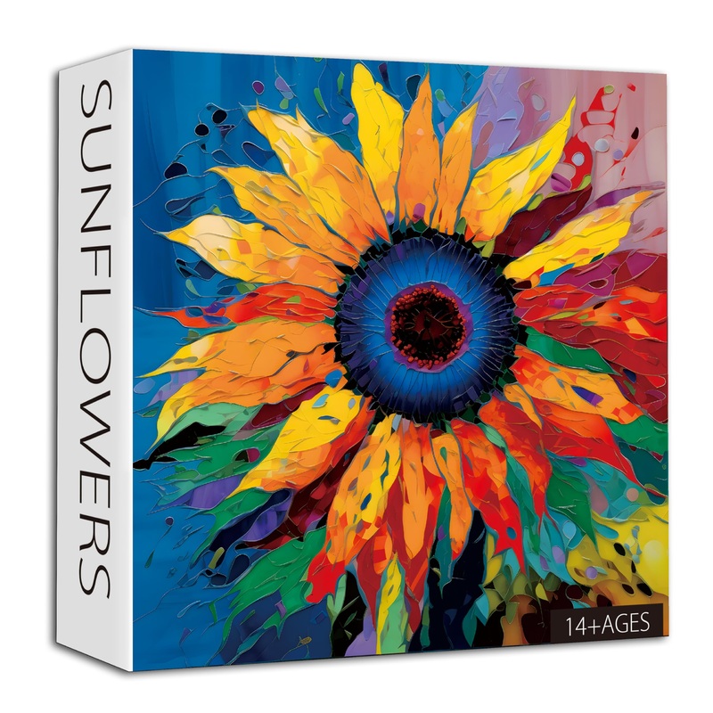 Pickforu Sunflower Puzzles For Adults 1000 Pieces, Colorful Gradient Flower Puzzle, Fine Art Jigsaw Puzzles 1000 Pieces Painting, Sunflower Floral Puzzle As Sunflower Decor