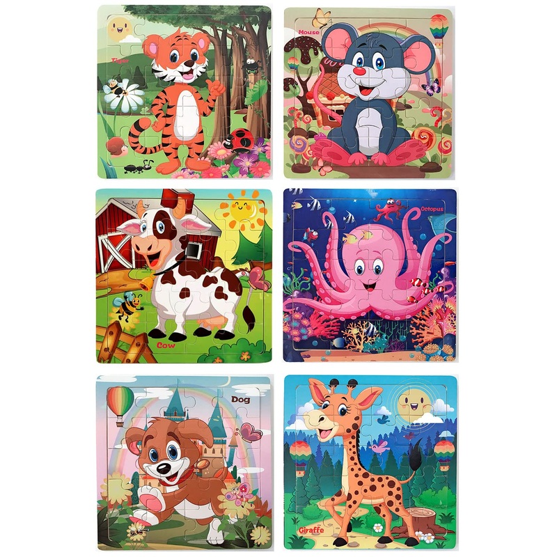 Puzzles For Kids Ages 3-5 Year Old 20 Piece Colorful Wooden Puzzles Set Of 6 Vibrant Theme Brain Development Learning Toys Set For Boys And Girls (6 Puzzles)