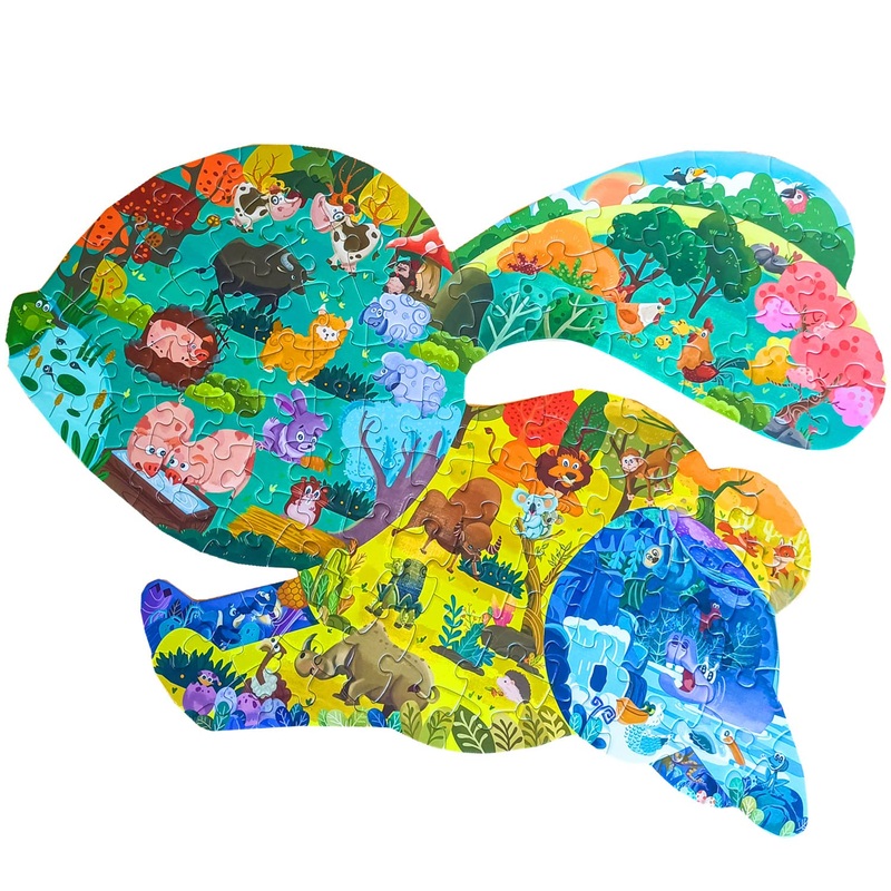 Puzzles For Kids Ages 4-6, 4-8,6-8 Rabbit 120 Pieces Animal Shaped Jigsaw Puzzle For Boys Girls Ages 5 6 7 8 10 Learning Educational Birthday Toys Gifts
