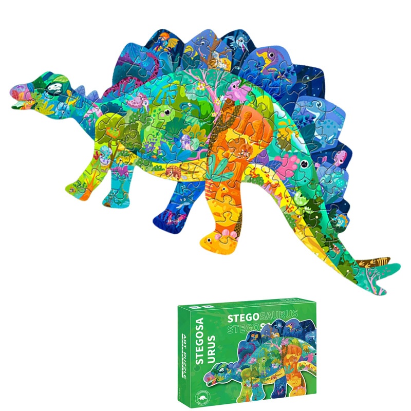 Puzzles For Kids Ages 4-6,8-10, 80 Piece Kid Puzzles Stegosaurus Shape Jigsaw Puzzles Kids Learning Educational Toys Birthday Holiday Party Favors Gift For Boys Girls Ages 4 5 6 7 8 9 10