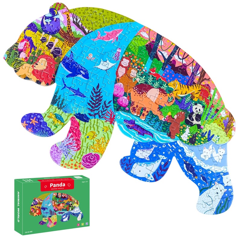 Puzzles For Kids Ages 4-8, 180 Piece Panda Animal Shaped Kids Puzzles Jigsaw Puzzles Educational Learning Toys For Kid Boys Girls Ages 4 6 7 8 Christmas Easter Party Favors Gift