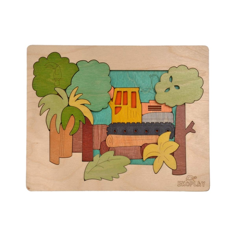 Rainforest Demolition Multilayered Wooden Puzzles For Kids | 24 Piece Jigsaw Puzzle For Kids | Learning Educational Toy And Gift For Boys Girls 3+ Years