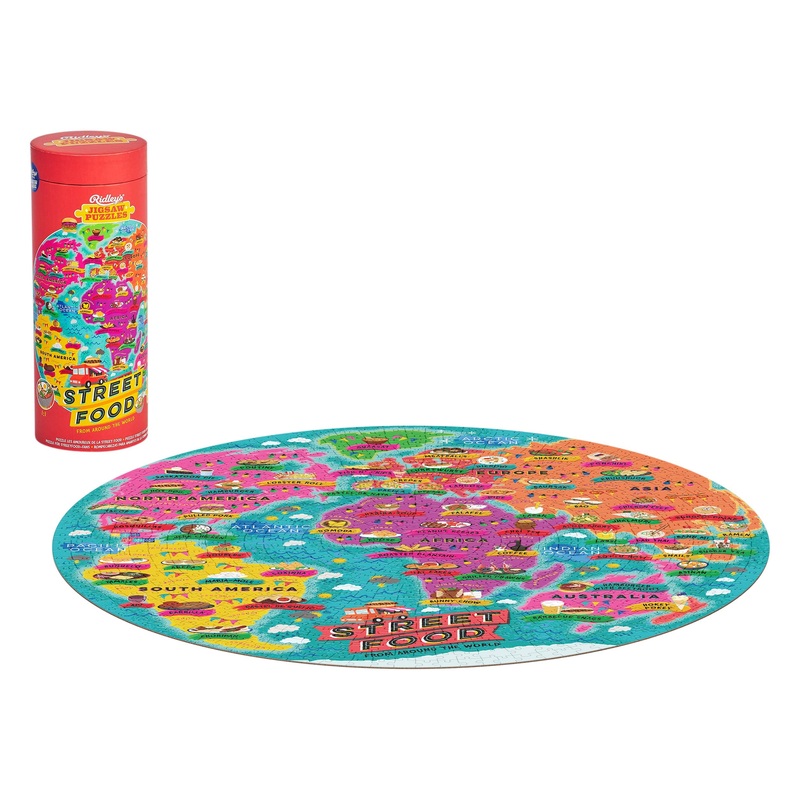 Ridley'S Street Food LoverS 1,000-Piece Jigsaw Puzzle  Circular Food Puzzle With Informational Image About Different CountryS Food, Sturdy Storage Tube Included  Activity Puzzle