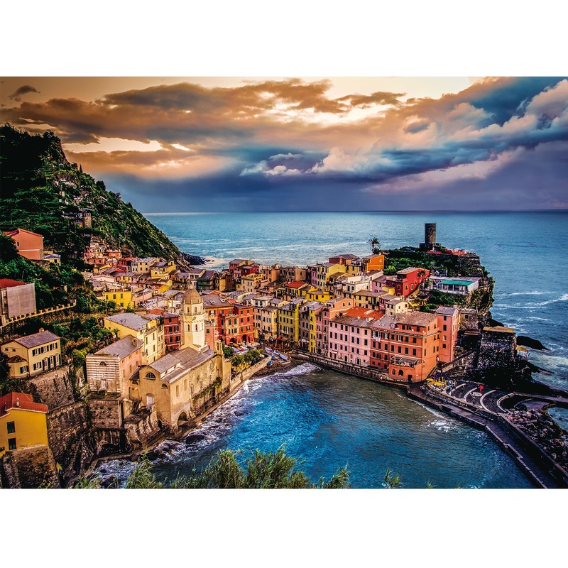 Sitimmger Jigsaw Puzzles 500 Pieces For Adults Cinque Terre Sunset Landscape Challenging Puzzle Natural Scene Hard Puzzles Great Gift For Boys And Girls Family Fun Puzzle Games Toys 14.5' X 20'