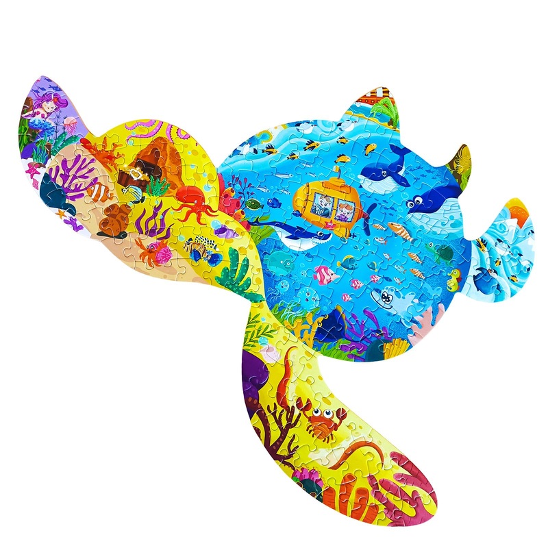 Tpqka Puzzles For Kids Ages 4-8,8-10 And Adults,136 Pieces Turtles Animal Shaped Jigsaw Puzzle Educational Toys Gift For Boys Girl Age 4 5 6 8 Birthday Easter Party Favor