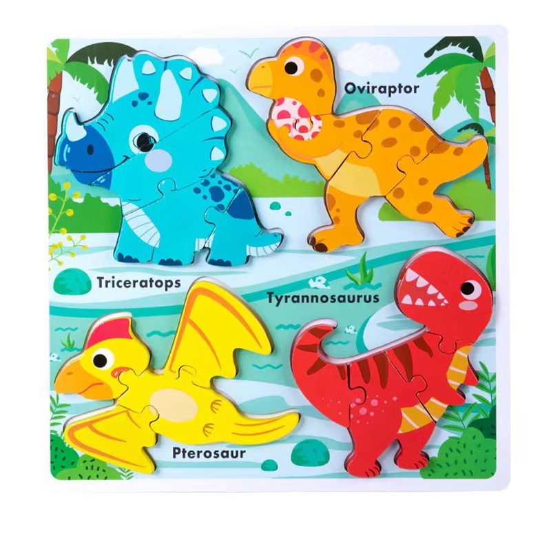 Wooden Puzzles For Toddlers 2-3, Jumbo Base Dinosaur Puzzle 2-4, Dinosaur Toys For 2 3 Years Old Boy Girls,Toddler Toys Ages 2-3