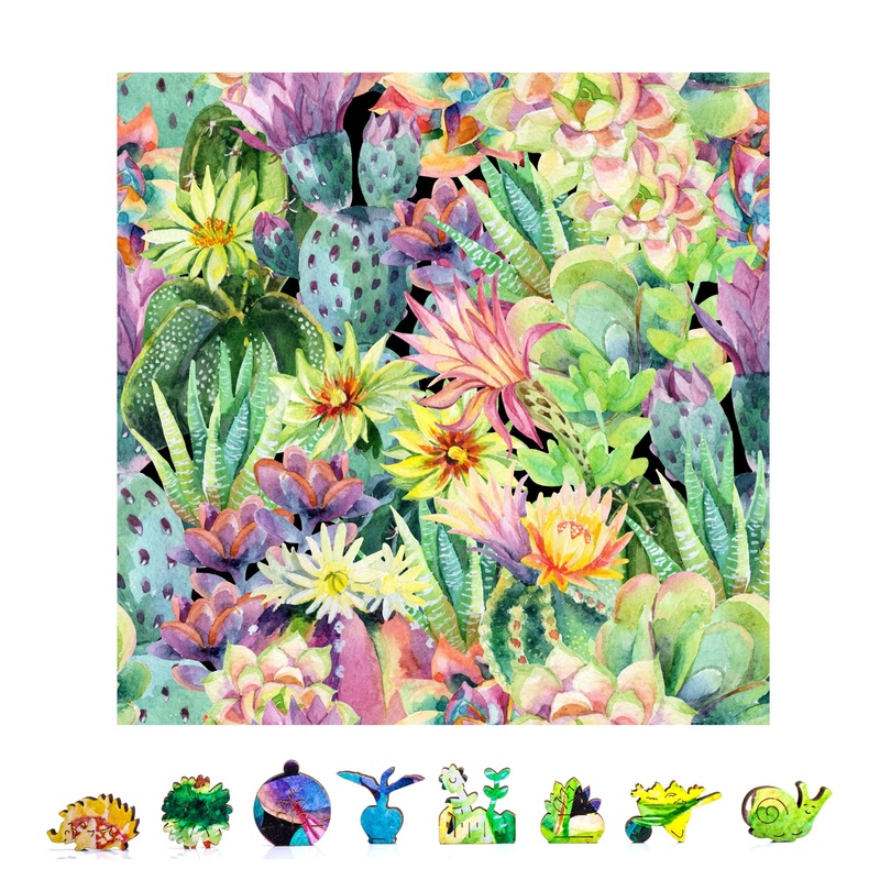 Zenchalet Floral Cactus Wood Puzzles Adult 1000 Piece | Wooden Jigsaw Puzzles For A Great Family Game Night