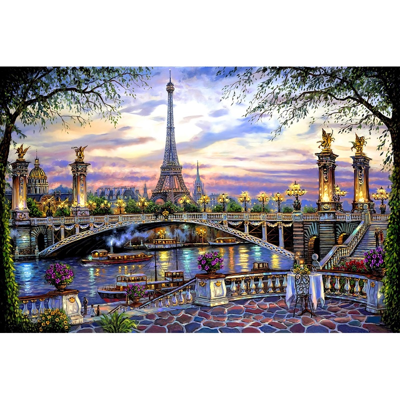 1000 Pieces Puzzles For Adult Wooden Jigsaw Puzzle 1000 Piece Puzzle Adult Children Elderly Puzzle Flower Eiffel Tower Paris Bridge Puzzle Gift For Mom Dad Family Friend Home Decor Wall Art 29.5X20In
