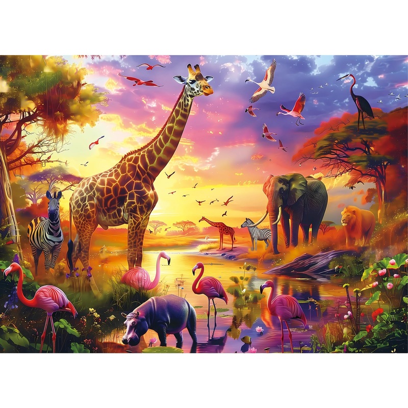 300 Piece Puzzles For Adults,Animals Of The Savannah Jigsaw Puzzle For Adults Kids Seniors,Recycled Cardboard Large Piece Puzzle 300 Piece,Family Activity Great Gift For Family Friends 20.5 * 15 In