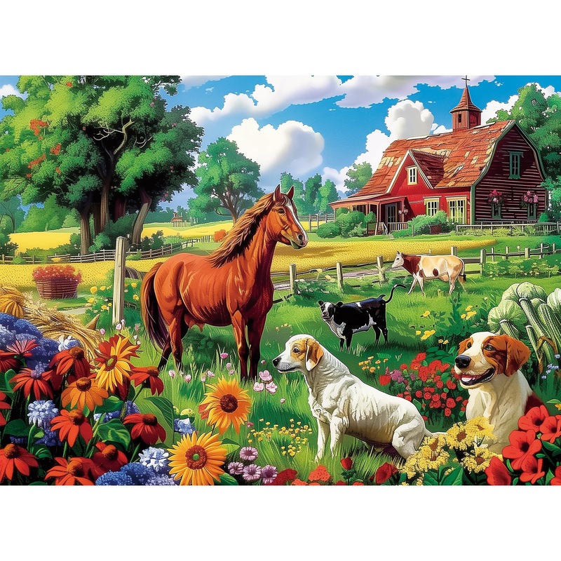 300 Piece Puzzles For Adults,Dogs And Horses Large Piece Jigsaw Puzzle For Adults Kids Seniors,Recycled Cardboard Dogs Puzzle 300 Piece,Family Activity Great Gift For Family Friends 20.5 * 15 In