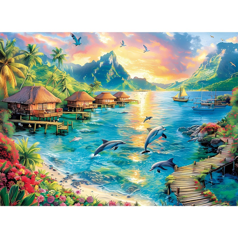 300 Piece Puzzles For Adults, Jigsaw Puzzles 300 Pieces Dolphin Puzzles Recycled Cardboard Paper Puzzles Challenging Puzzle Pieces Games For Kids Adults 20.5 * 15In