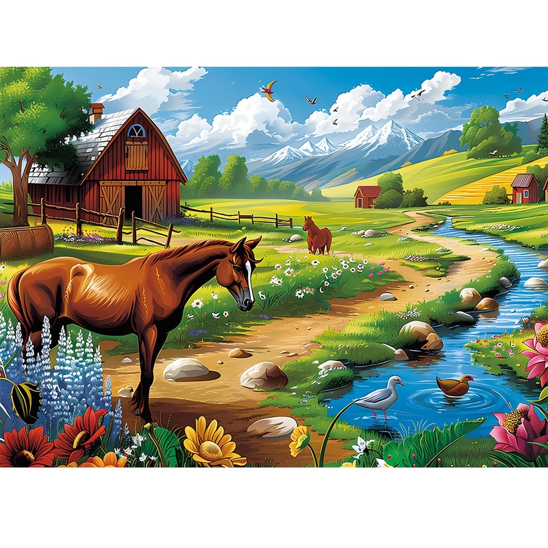 300 Pieces Puzzles For Adults Horse Puzzles Games Brain Teaser Thick Paper Animals Puzzles Pieces Fit Together Challenging Puzzles For Adult Children Elderly Gift Toy 20.5 X 15 In
