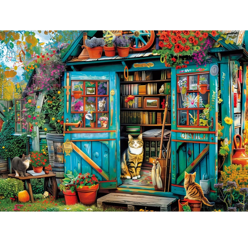500 Piece Puzzle For Adults Jigsaw Puzzles Cat Puzzles, Book House Puzzles For Elderly Kids Teens, Artistic Decorations, Educational Toys Challenging Activity Gift Family Puzzle Lovers For Friends