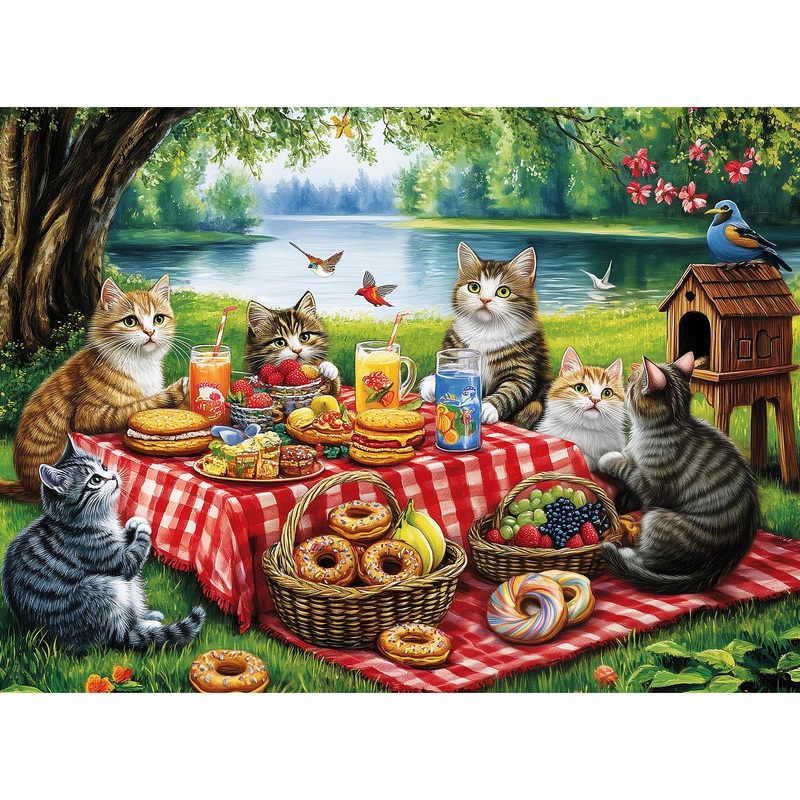 500 Piece Puzzles For Adults, Cat Family Dinner Large Piece Jigsaw Puzzle For Adults Kids Seniors,Recycled Cardboard Puzzle 500 Piece,Family Activity Great Gift For Family Friends 20.5 * 15 In