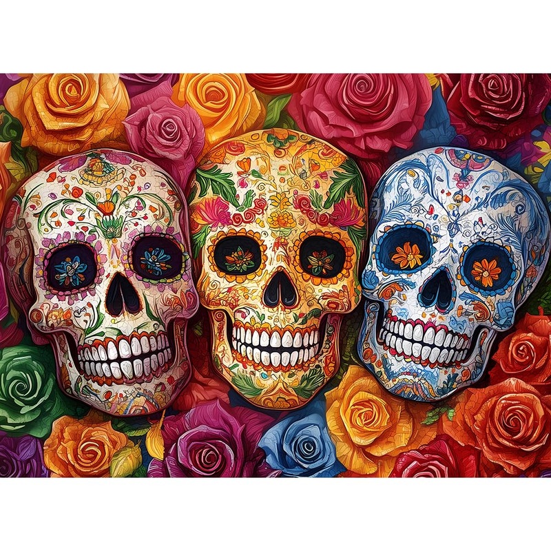 500 Pieces Horror Puzzles For Adults | Skull And Flowers Jigsaw Puzzles | Recycled Cardboar Jigsaw Puzzles 500 Pieces | Challenging Family Activity Great Gift Idea For Family Friends | 20.5X 15 Inches