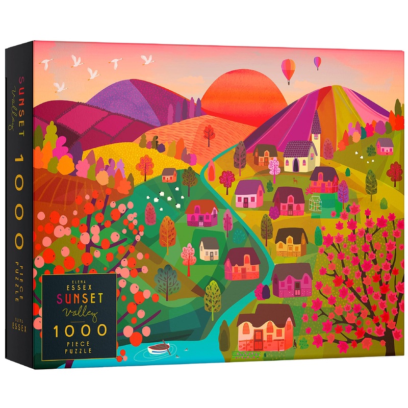Elena Essex Fall Puzzles 1000 Pieces - Sunset Valley/Fall Puzzle/Landscape Countryside Autumn Halloween Puzzle/Puzzle Size 28 X 20 Inches