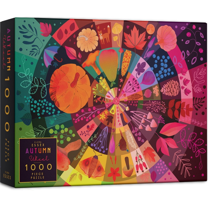 Elena Essex Jigsaw Puzzles 1000 Pieces For Adults - Autumn Wheel | Fall Puzzles | 1000 Piece Puzzle | Cosy Mushroom Pumpkin Fall Puzzle | Jigsaw Puzzle Size 20X28 Inches