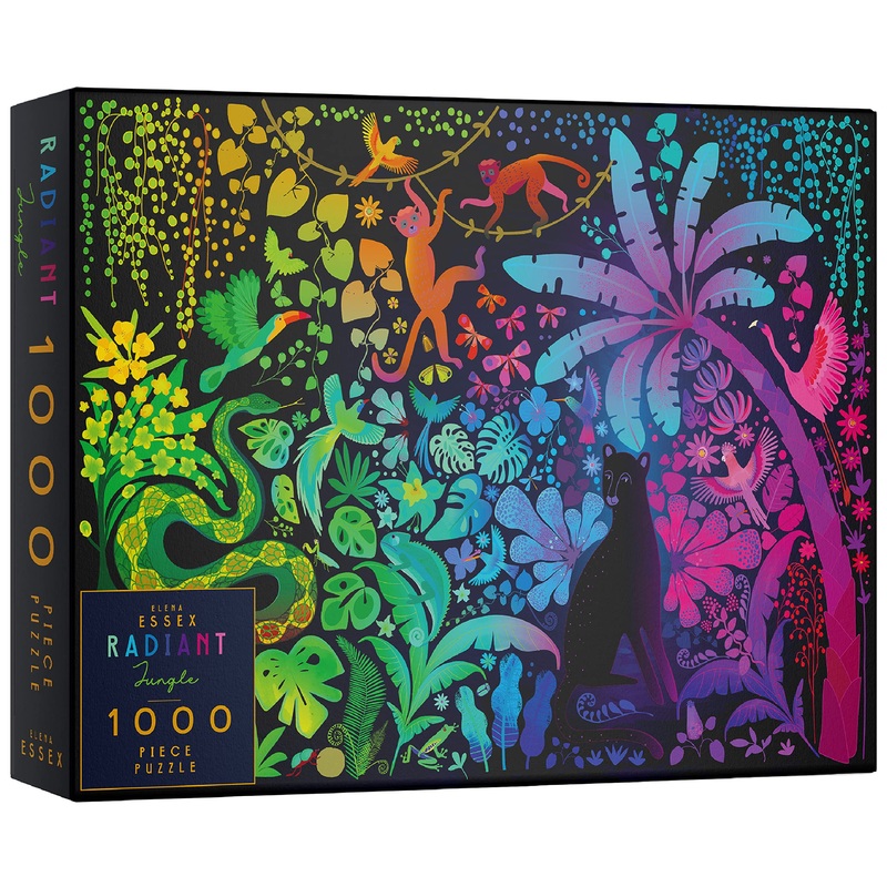 Elena Essex Jigsaw Puzzles 1000 Pieces - Radiant Jungle/Puzzle 1000 Pieces/Puzzles For Adults/Animal Bird Rainbow Gradient Puzzle/Puzzle Size 28 X 20 Inches