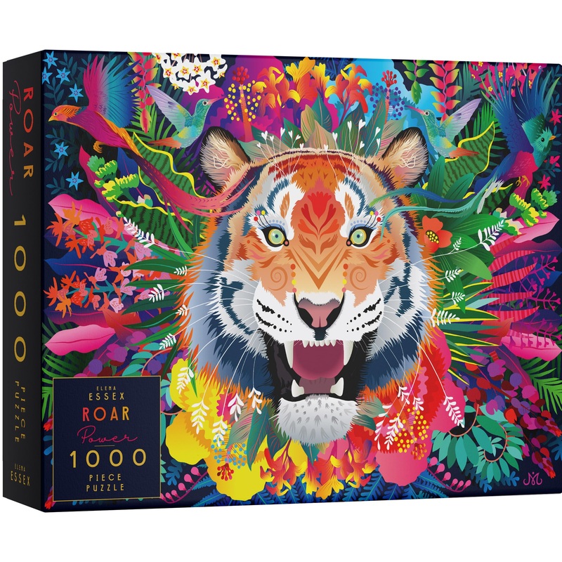 Elena Essex Jigsaw Puzzles 1000 Pieces - Roar Power/Puzzles For Adults 1000 Pieces / 1000 Piece Puzzle/Cool Animal Tiger Cat Puzzle/Puzzle Size 20X28 Inches