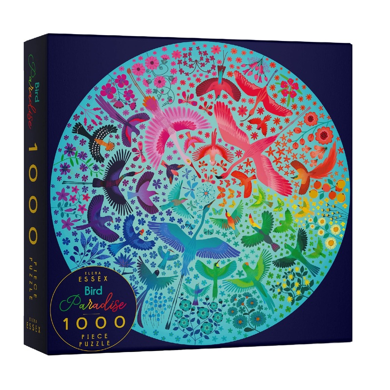 Elena Essex Puzzles For Adults 1000 Pieces - Bird Paradise | 1000 Piece Puzzles For Adults | Jigsaw Puzzles | Bird Rainbow Puzzle | Round Puzzles 26.5 Inches Diameter