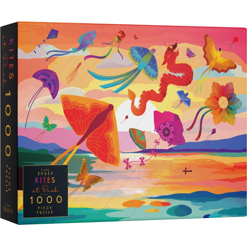 Elena Essex Puzzles For Adults 1000 Pieces - Kites At Dusk | Jigsaw Puzzles | 1000 Piece Puzzle | Colourful Sunset Landscape Puzzle | Puzzles Size 20X28 Inches