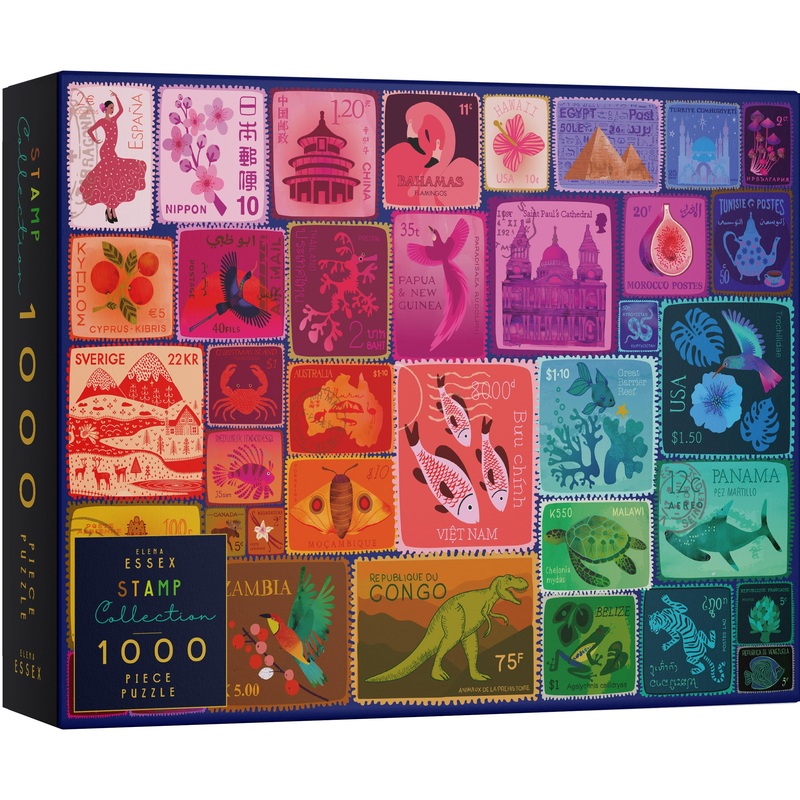 Elena Essex Puzzles For Adults 1000 Pieces - Stamp Collection | Puzzle | 1000 Piece Puzzle For Adults | Colorful Rainbow Gradient Puzzle | Jigsaw Puzzles Size 20X28 Inches