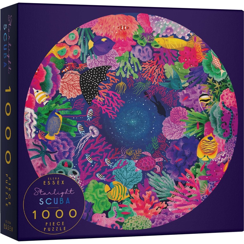 Elena Essex Puzzles For Adults 1000 Pieces - Starlight Scuba | 1000 Piece Puzzles For Adults | Jigsaw Puzzles | Colourful Coral Reef Ocean Sea Puzzle | Round Puzzles 26.5 Inches Diameter