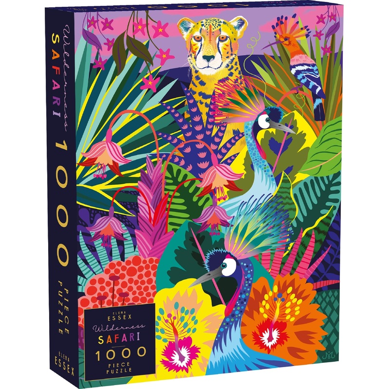 Elena Essex Puzzles For Adults 1000 Pieces - Wilderness Safari | Jigsaw Puzzles 1000 Pieces | Colorful Jungle Cheetah Cat Puzzle | Jigsaw Puzzle Size 20 X 28 Inches
