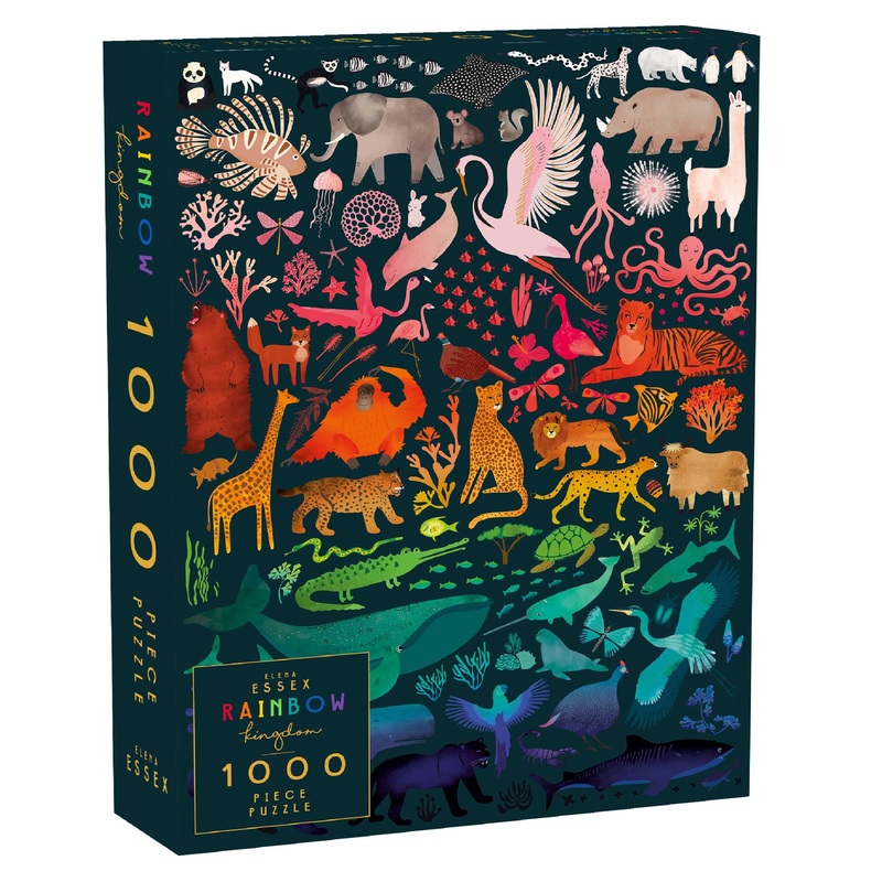 Elena Essex Puzzles For Adults - Rainbow Kingdom | 1000 Piece Puzzle | Jigsaw Puzzles 1000 Pieces | Pride Rainbow Animal Gradient Puzzle | Adult Puzzles Size 20 X 28 Inches