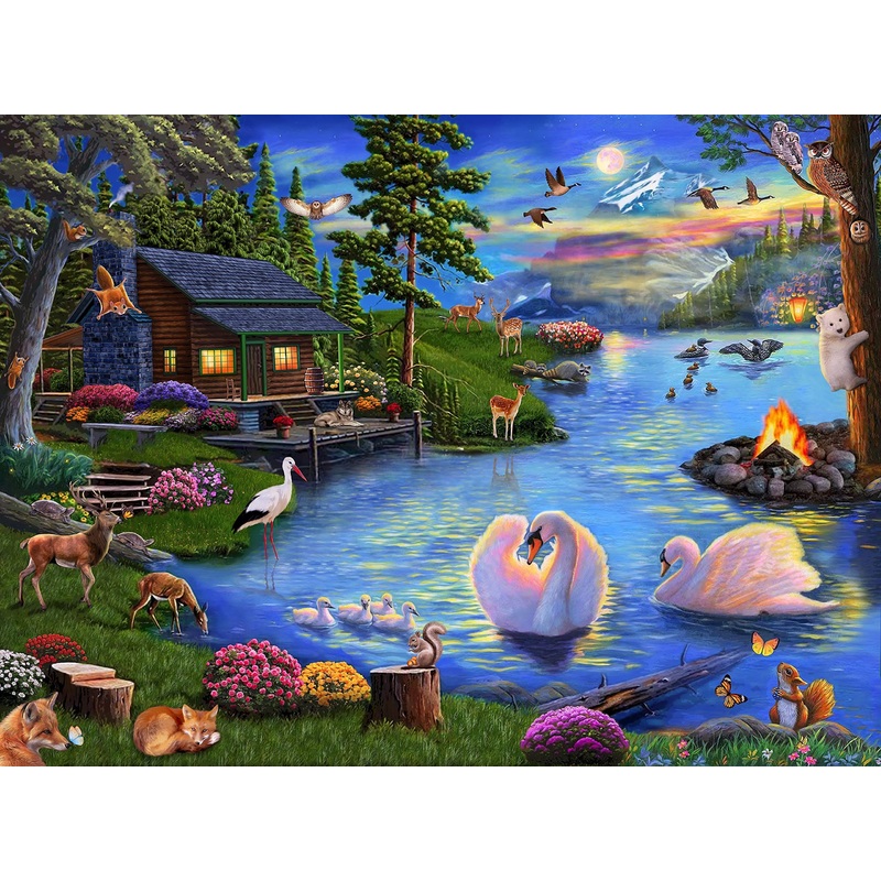Jigsaw Puzzles For Adults 500 Piece Prime,Lakeside Holiday House Animal Puzzle Adult Puzzles Toys, 24' X 18' Difficult And Challenge Large Puzzle Game Toys Gift
