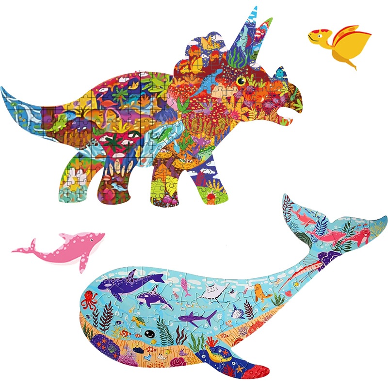 Jigsaw Puzzles For Kids, 50 Piece Whale Puzzles And 150 Piece Dinosaur Puzzles For Children, Learning Educational Toys For Kids 4-8,8-10 And Adults
