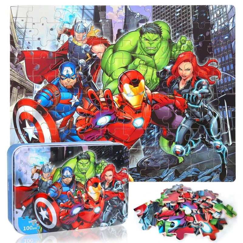 Lelemon Puzzles For Kids Ages 4-8,100 Piece Puzzles For Kids In A Metal Box, Educational Kids Puzzles Jigsaw Puzzles 100 Piece Puzzle Games Puzzle Toys Childrens Puzzles For Girls And Boys