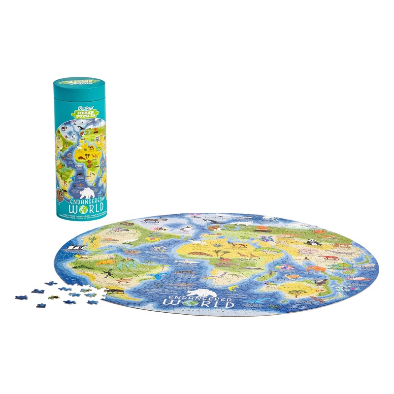 Ridley'S Endangered World 1,000-Piece Jigsaw Puzzle  Circular Animal Puzzle With Informational Image About Different Endangered Animals, Sturdy Storage Tube Included  Makes A Great Gift