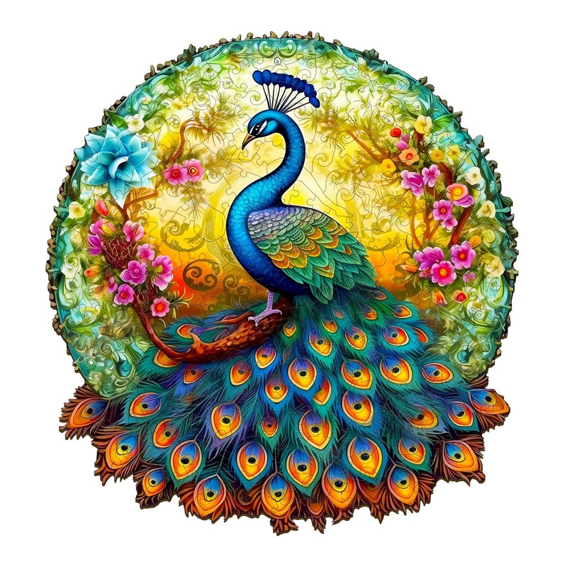 Woodbests Wooden Jigsaw Puzzle For Adults, Mandala Peacock Puzzle (M, 190Pcs, 11.8'X11.1') Beautiful Wooden Box, Puzzle Wood Unique Shape, Birthday Gifts For Adults And Kids Family Game