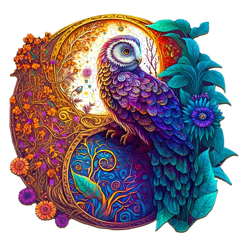 Woodemon Wooden Puzzles For Adults,200Pcs Yin Yang Owl Wooden Jigsaw Puzzles Kids, Unique Shaped Animal Wood Puzzles Adults, Wooden Animal Puzzle Adults Kids, Christmas Birthday Gifts M-11.8 * 11.8In