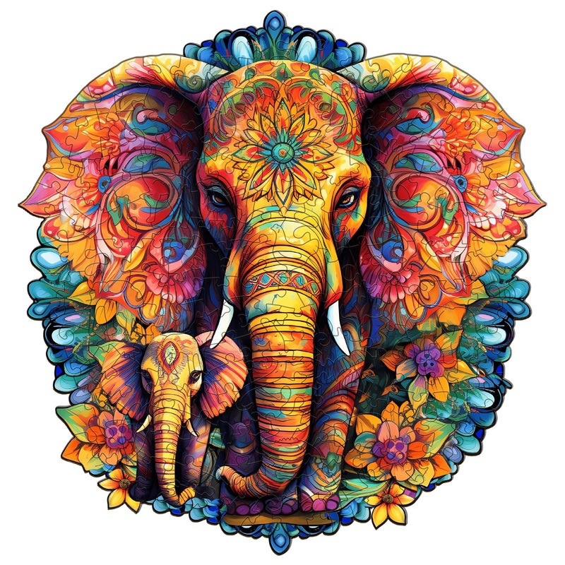 Woodemon Wooden Puzzles For Adults, Mandala Elephant (M-200Pcs) Wooden Jigsaw Puzzles Kids, 9.6 * 9.3In Unique Shaped Animal Wood Puzzles Adults, Xmas Christmas Puzzles Birthday Gifts Family Games