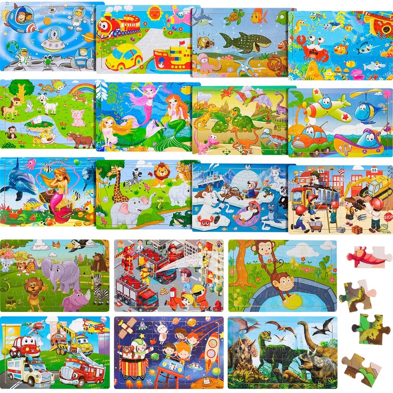 18 Pack 30 Pieces Puzzles For Kids Ages 3-8 Wooden Kids Puzzles Toddler Puzzles Ages 3-5 Educational Learning Toys Set For Kids Boys And Girls
