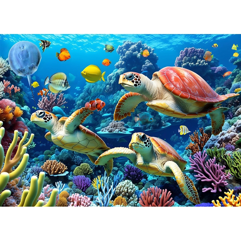 500 Piece Jigsaw Puzzle For Adults -Sea Turtle Jigsaw Puzzles 500 Pieces Puzzles For Adults-The Underwater World Finished Size 19.3' X 13.7'