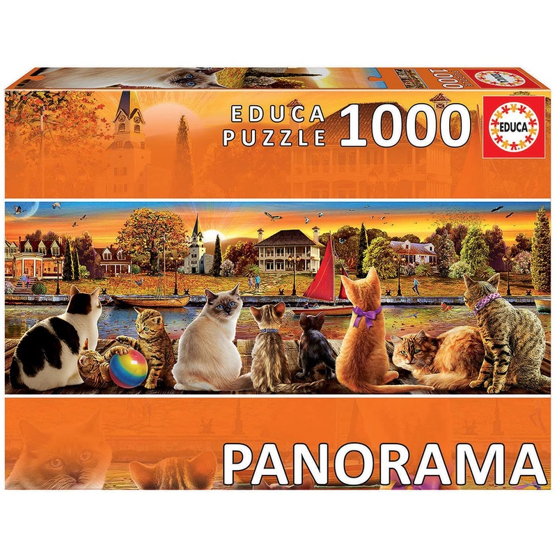 Educa Borrs 18001 Serie Educa Borras Cats On The Quay 1000 Piece Panorama Jigsaw Puzzle, Multi, Piezas