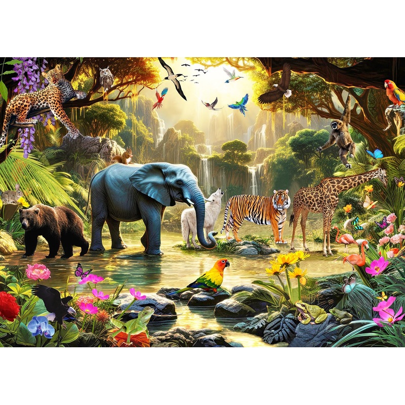Huadada 1000 Piece Puzzles For Adults - Adventures In The Jungle-1000 Piece Jigsaw Puzzles For Adults And Kids 1000 Piece Wild Animals Unique Shape Best Gift For Adults And Kids(27.6'X 19.7')