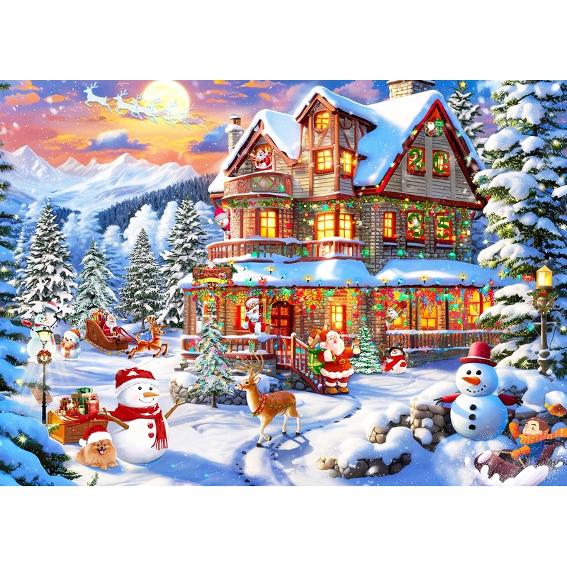 Huadada Christmas Puzzles 1000 Pieces For Adults - Christmas Cheer Jigsaw Puzzle 1000 Piece- Jigsaw Puzzles For Adults And Kids 1000 Piece Holiday Jigsaw Puzzle