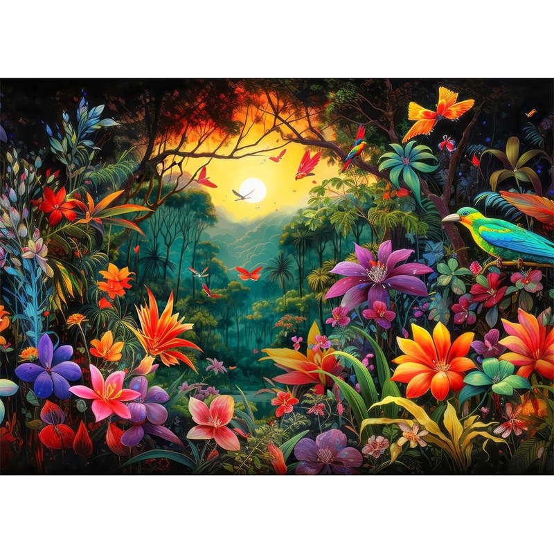 Huadada Jigsaw Puzzles For Adults 1000 Piece Jigsaw Puzzles For Adults Challenging Game Puzzles With Letters On Back (Flowers And Birds)